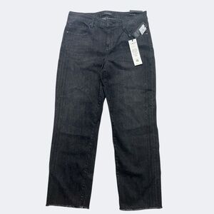 Liverpool Jeans Women 8 Black Beaded Embellishment Raw Hem Kennedy Crop Straight